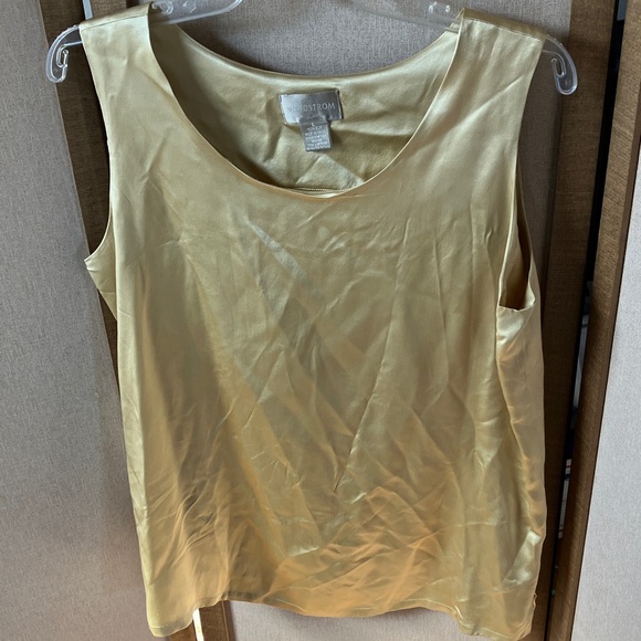 Nordstrom Gold Sleeveless Women's silk tank Top large - Picture 1 of 2